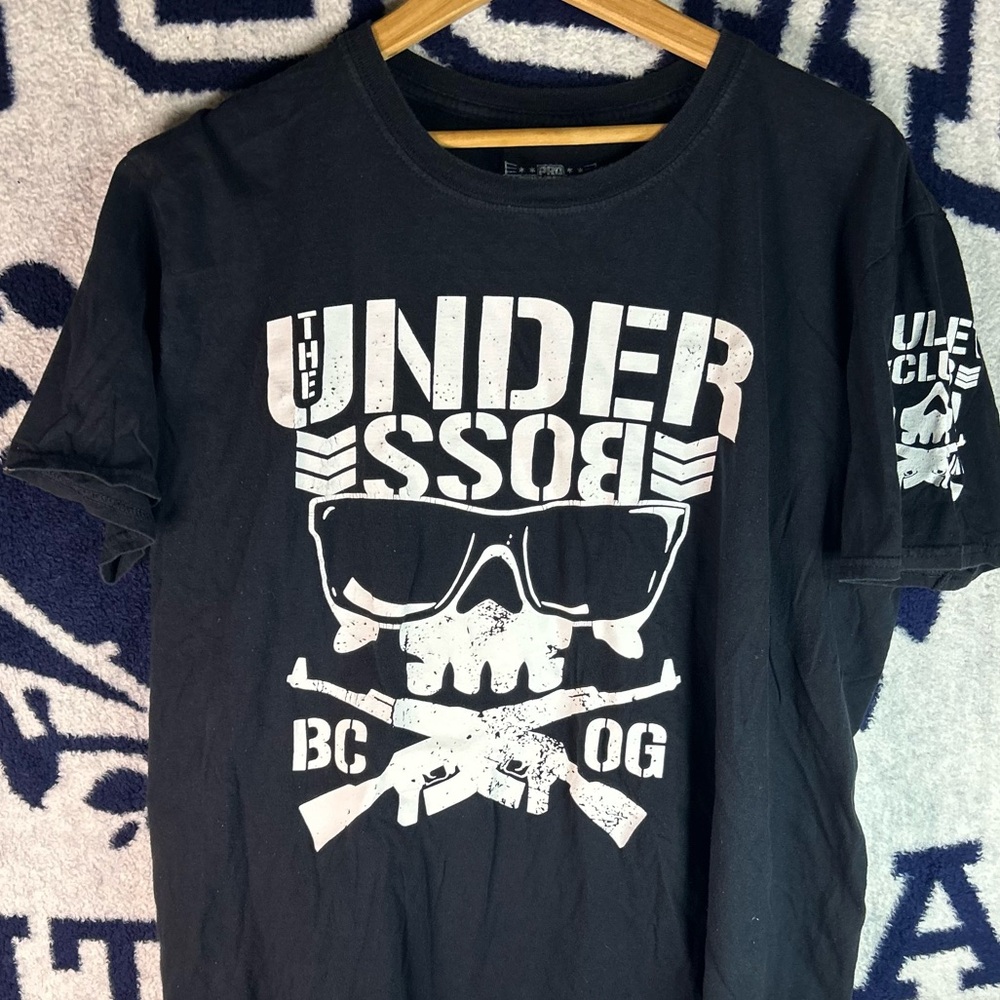 Bullet Club Under Boss NJPW T Shirt Graphic Print Wrestling Tee Size XL Fale